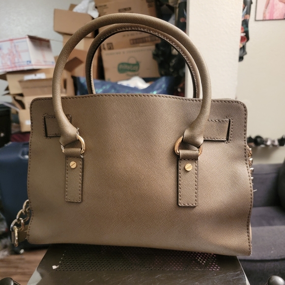 Michael Kors Hamilton  East West Satchel Leather Shoudler Bag Brown Luggage - Picture 2 of 16